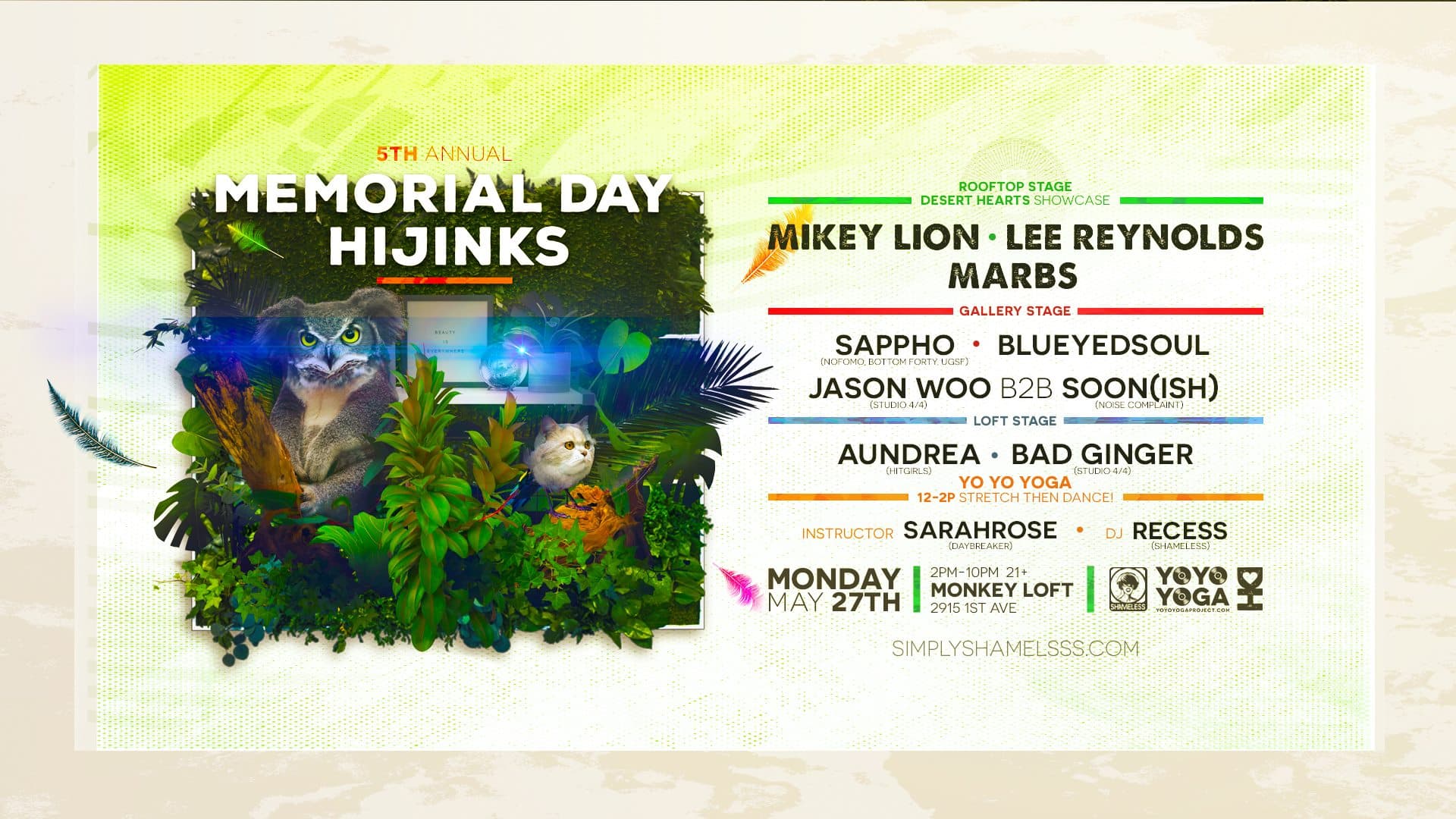 5th Annual Memorial Day - Desert Hearts Showcase at Monkey Loft, Seattle WA