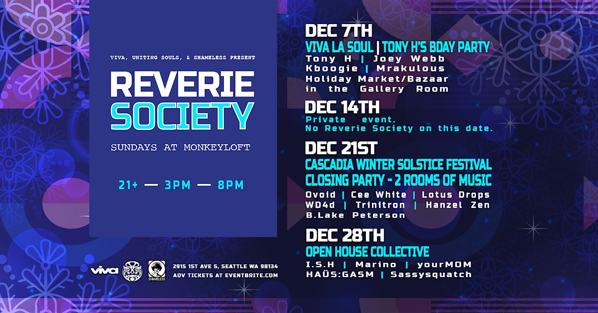 Reverie Society: Open House Collective at Monkey Loft, Seattle WA