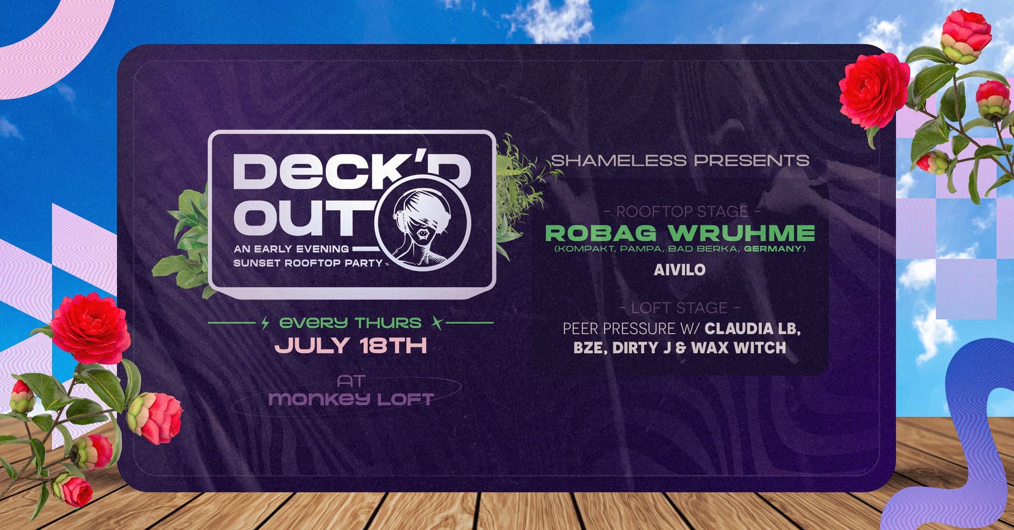 Deck'd Out #5 w/ Robag Wruhme (Germany) & Peer Pressure at Monkey Loft, Seattle WA